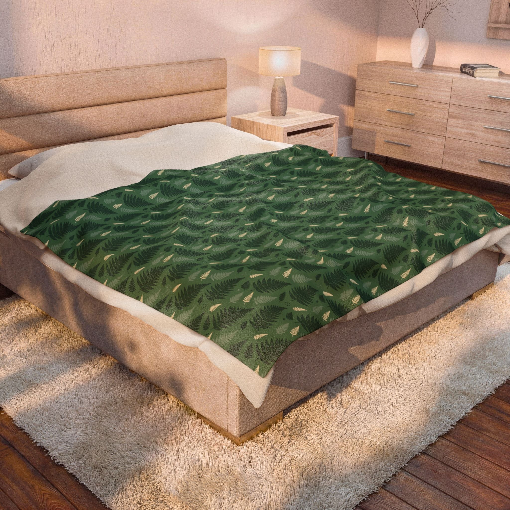 Forest Fern Pattern Velveteen Plush Blanket