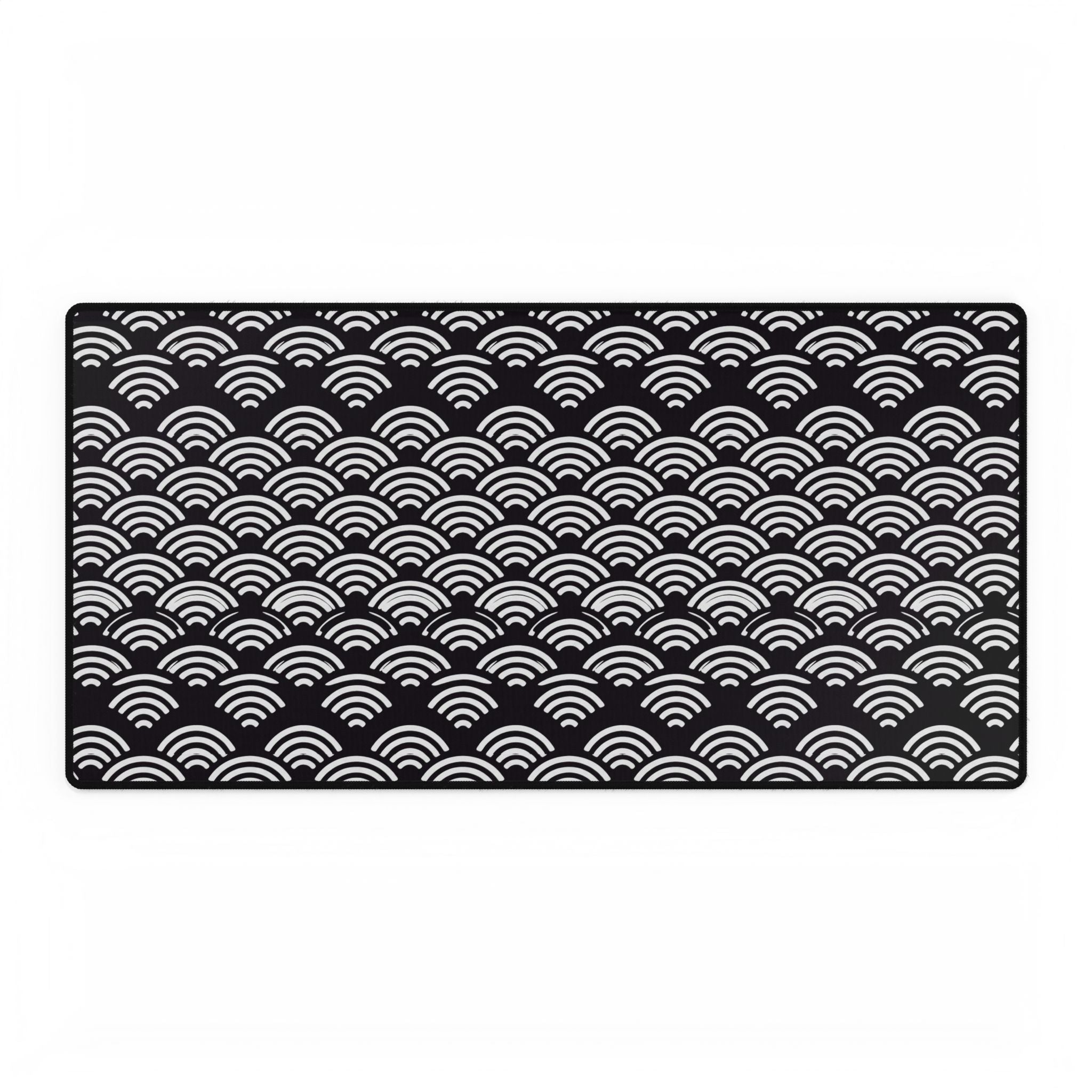 Japanese Seigaiha Wave Desk Mat — Black Wave Pattern Mouse Pad