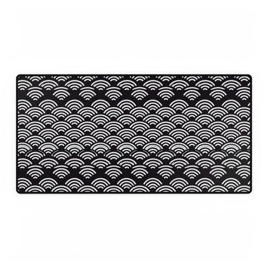 Japanese Seigaiha Wave Desk Mat — Black Wave Pattern Mouse Pad