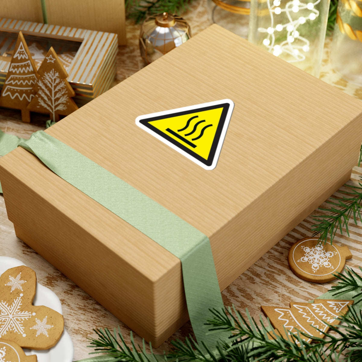 Heat Warning Triangle Sticker — Caution Hot Surface Safety Decal