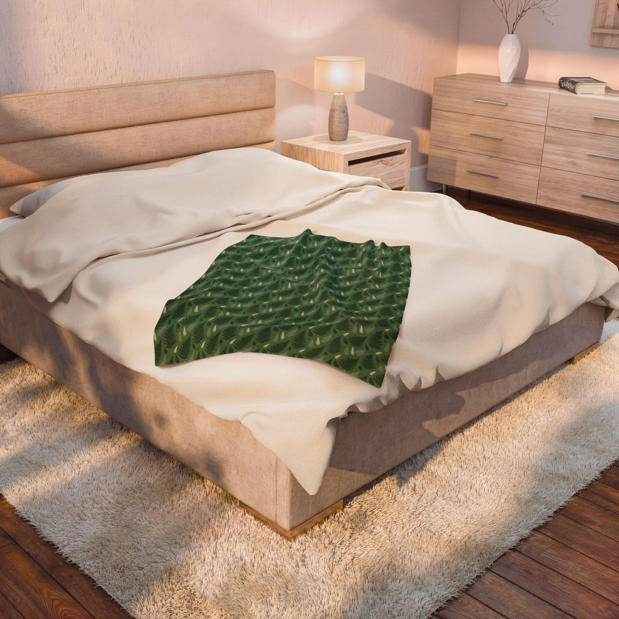 Forest Fern Pattern Velveteen Plush Blanket