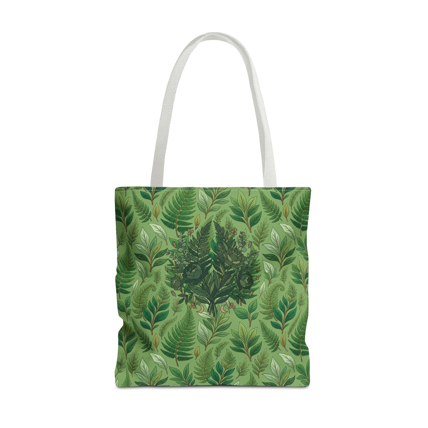 Leaf Pattern Tote Bag – Green Botanical All-Over Print Tote