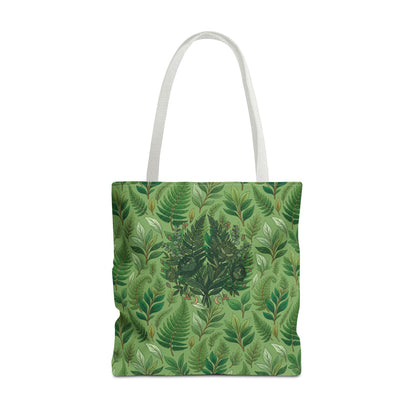 Leaf Pattern Tote Bag – Green Botanical All-Over Print Tote