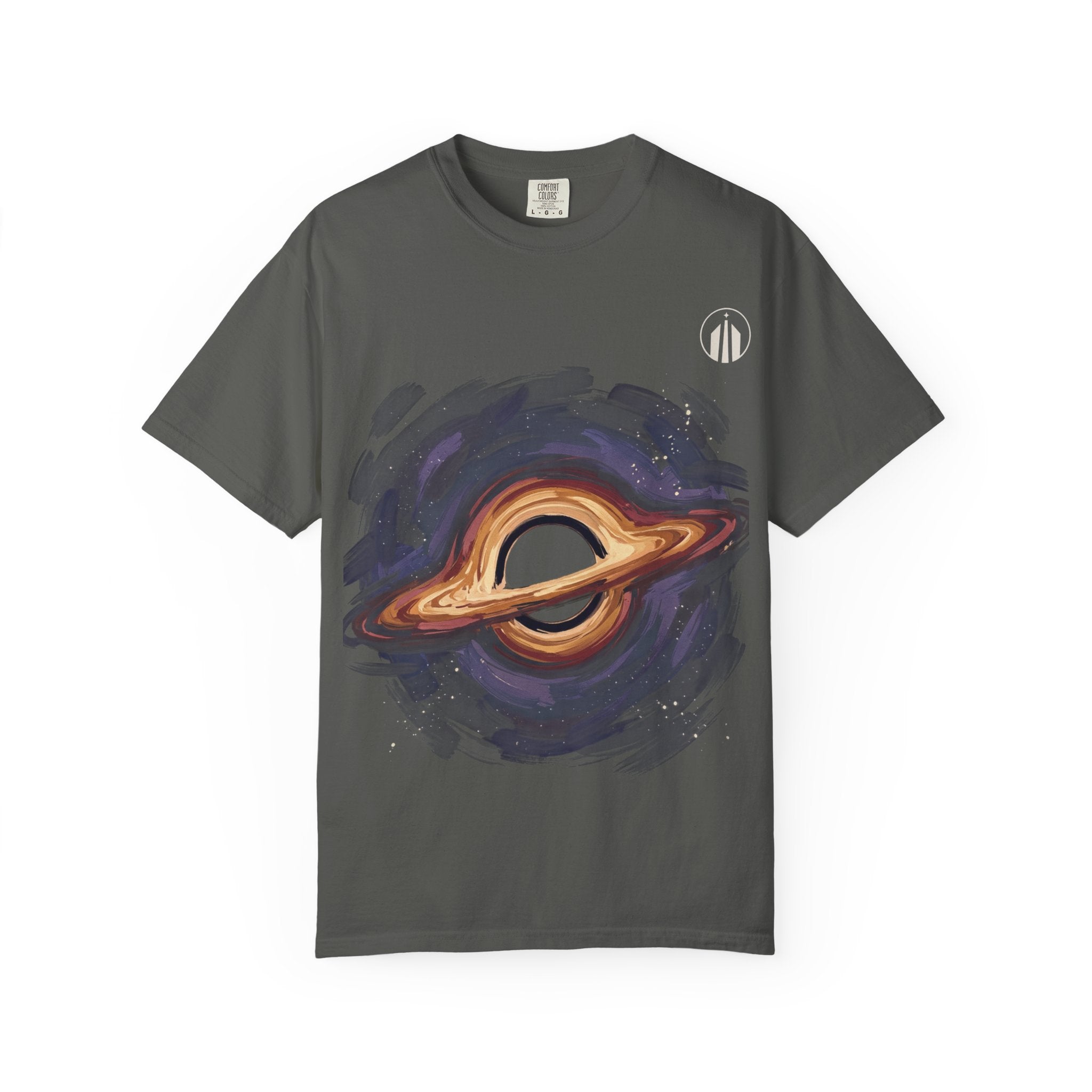 Nebula Hand-Painted Tee — Cosmic Black Hole Graphic T-Shirt