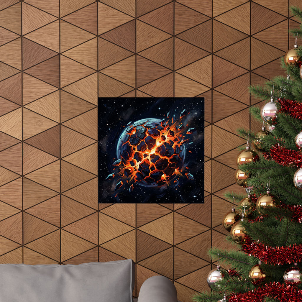 Cataclysmic Planet Poster — Matte Vertical Sci‑Fi Wall Art