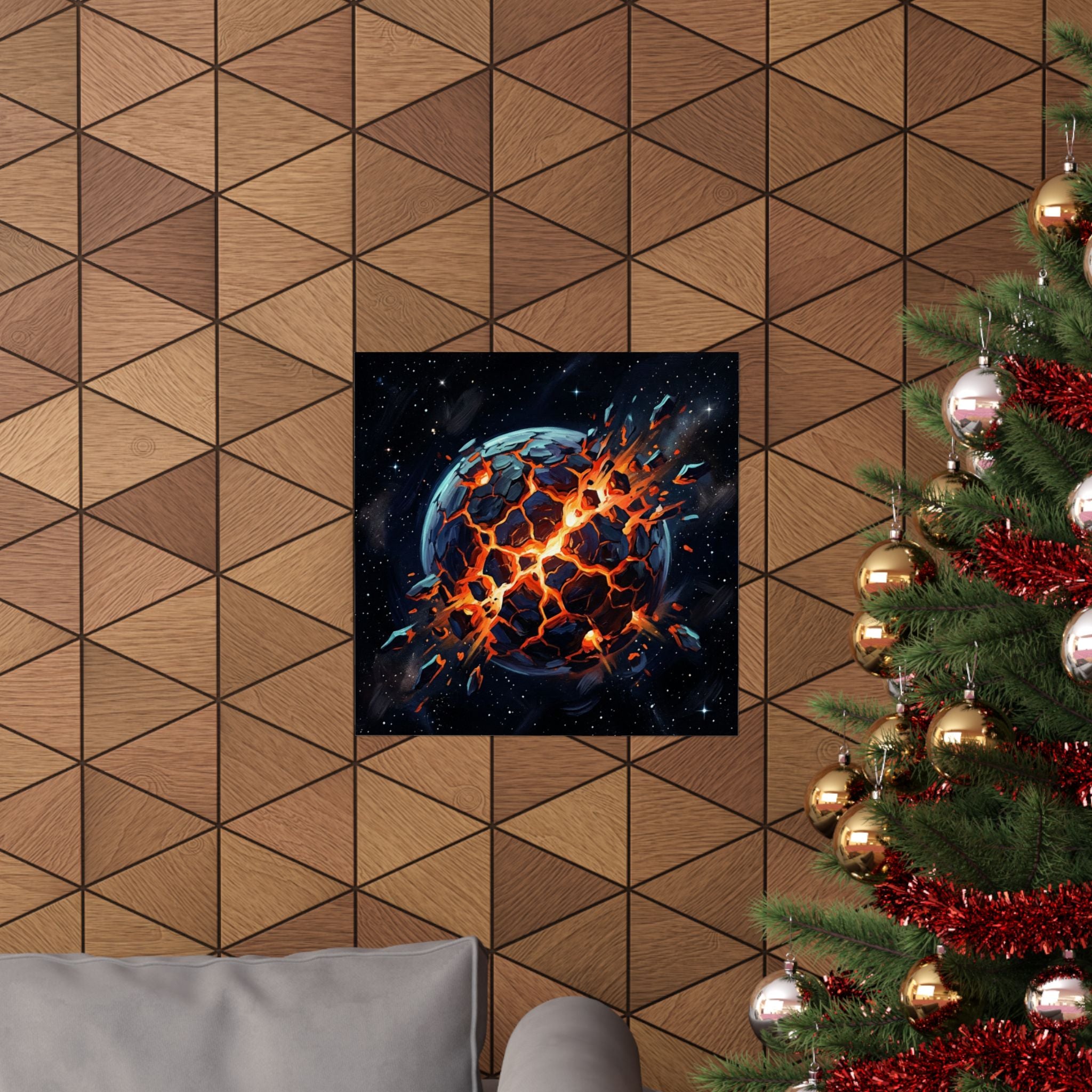 Cataclysmic Planet Poster — Matte Vertical Sci‑Fi Wall Art