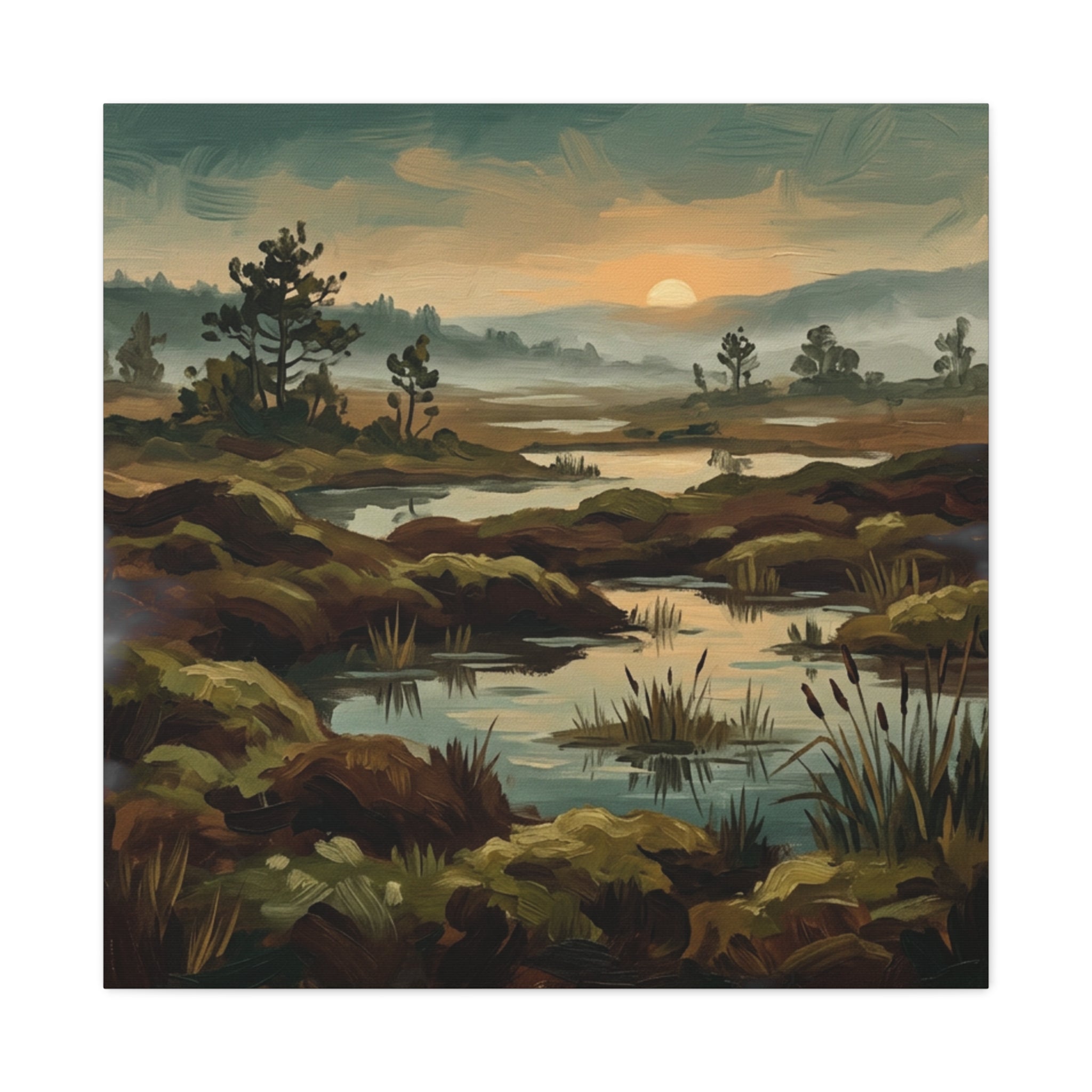 Marshland Morning Matte Stretched Canvas — Gallery-Wrap Nature Landscape