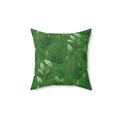 Green Botanical Leaf Throw Pillow — Tropical Fern Pattern Decorative Cushion