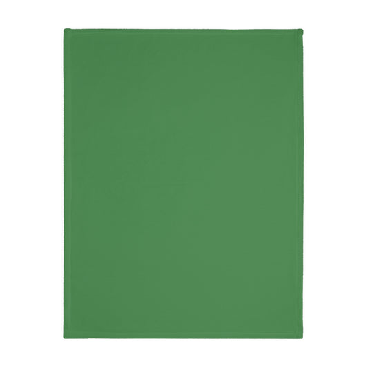 Green Leaf Pattern Velveteen Blanket – Reversible Forest Foliage Throw