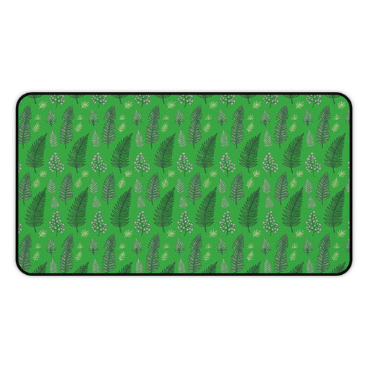 Botanical Green Leaf Desk Mat — Patterned Desk Mat / Mouse Pad