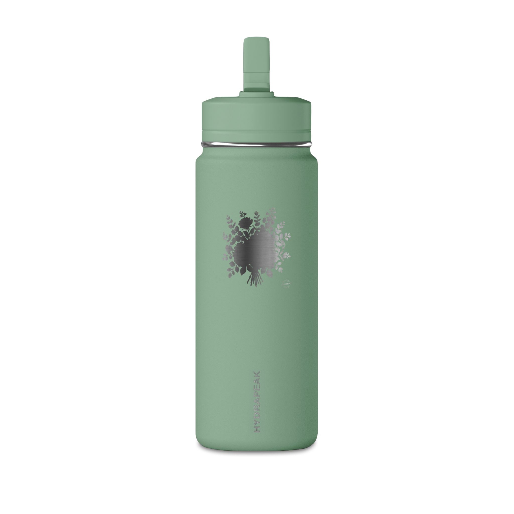 Sage Green 20oz Mini Water Bottle with Splash Graphic & Stainless Straw