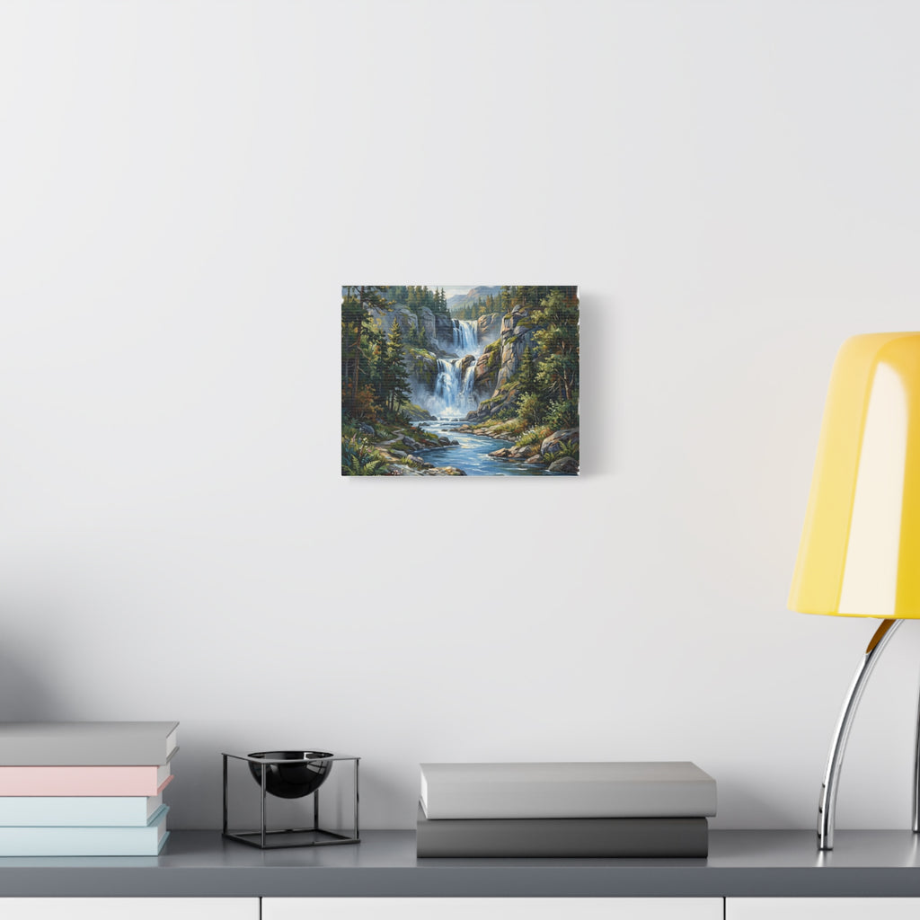 Matte Forest Waterfall Canvas — Stretched 1.25" Nature Wall Art