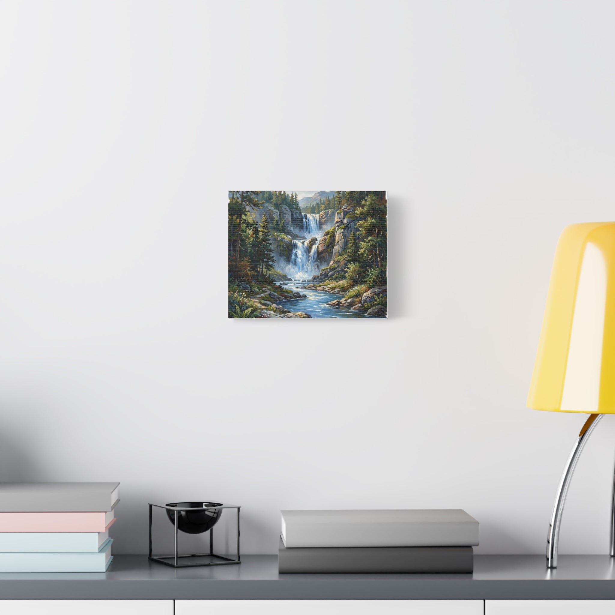 Matte Forest Waterfall Canvas — Stretched 1.25" Nature Wall Art