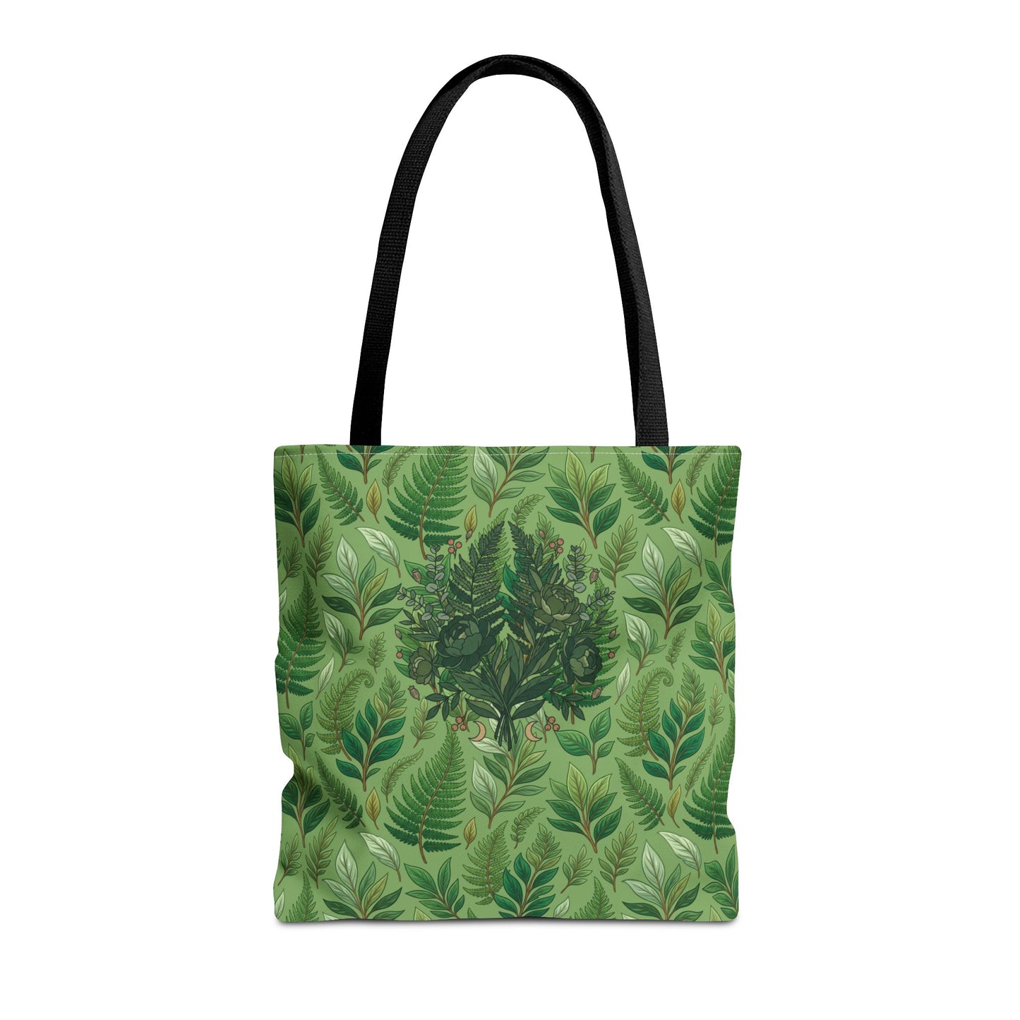 Leaf Pattern Tote Bag – Green Botanical All-Over Print Tote