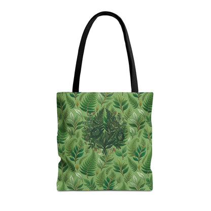 Leaf Pattern Tote Bag – Green Botanical All-Over Print Tote