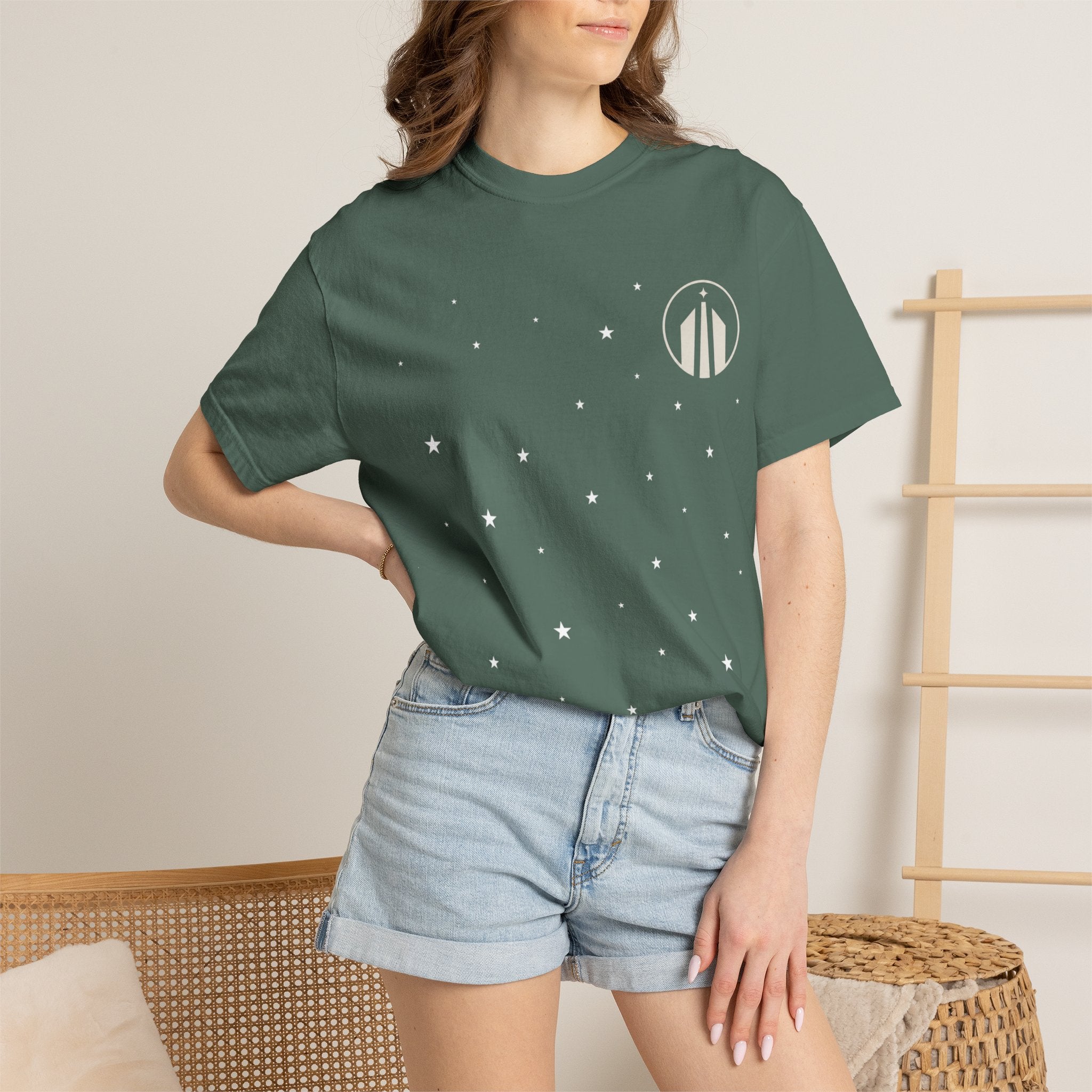 Minimalist Circle Stripe T-Shirt — Subtle Chest Logo Tee