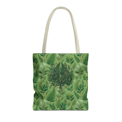 Leaf Pattern Tote Bag – Green Botanical All-Over Print Tote