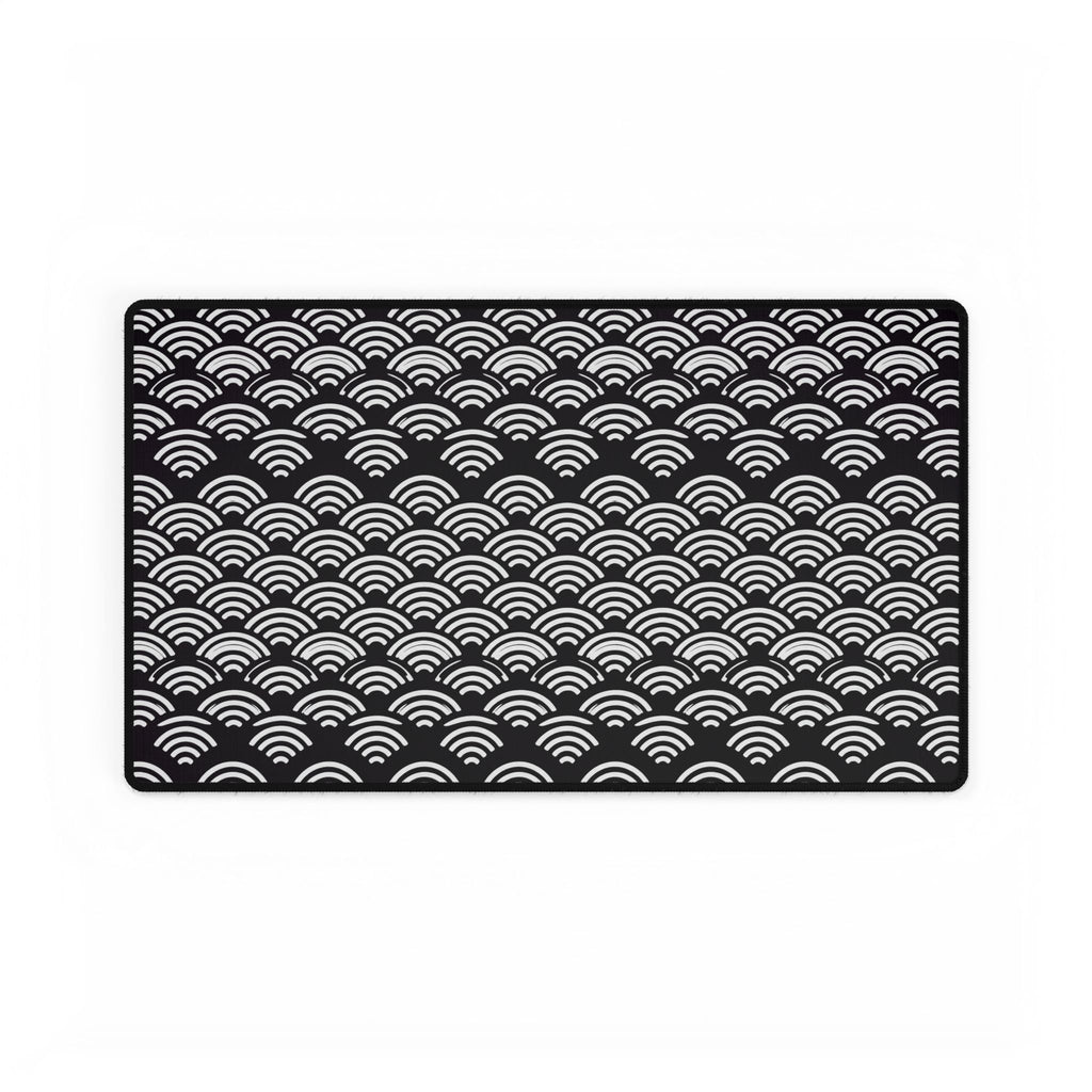 Japanese Seigaiha Wave Desk Mat — Black Wave Pattern Mouse Pad
