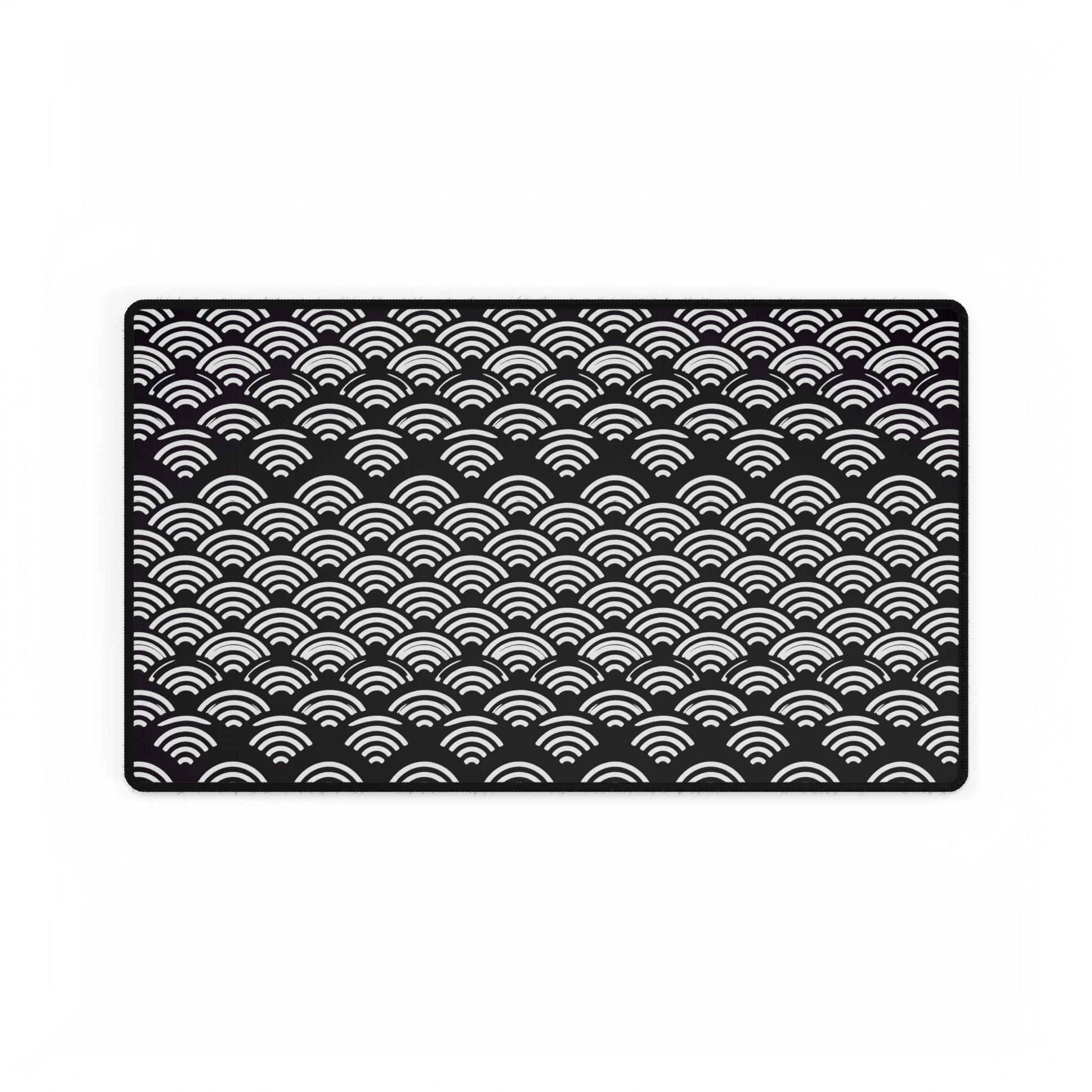 Japanese Seigaiha Wave Desk Mat — Black Wave Pattern Mouse Pad