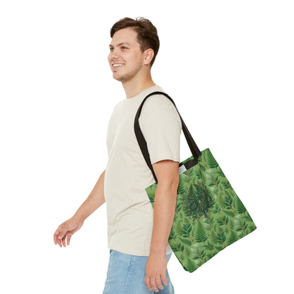 Leaf Pattern Tote Bag – Green Botanical All-Over Print Tote