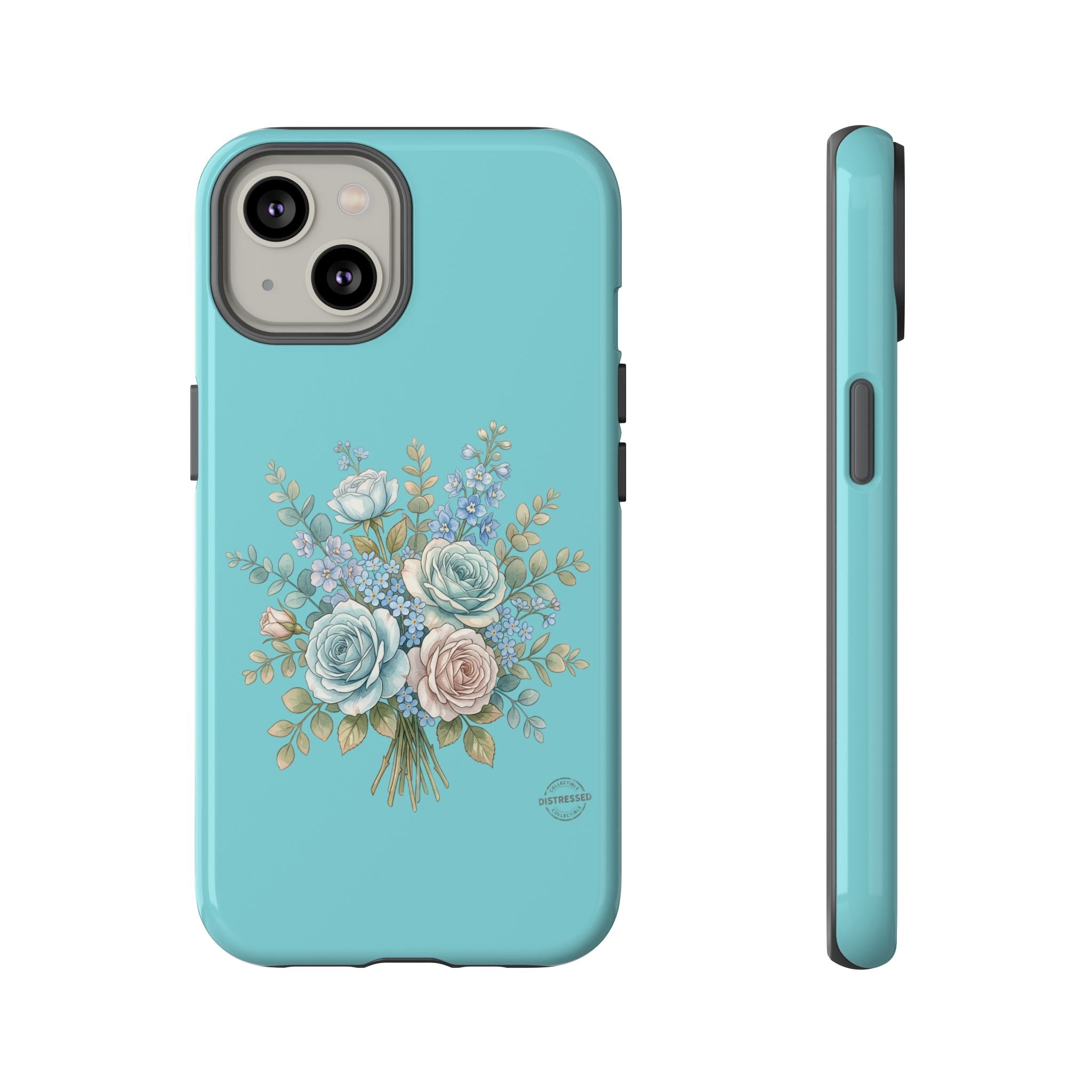 Teal Cottagecore Rose Phone Case — Slim Dual-Layer Protection
