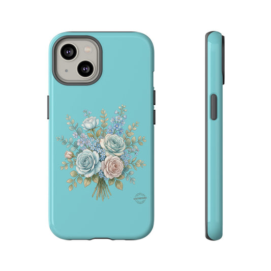 Teal Cottagecore Rose Phone Case — Slim Dual-Layer Protection