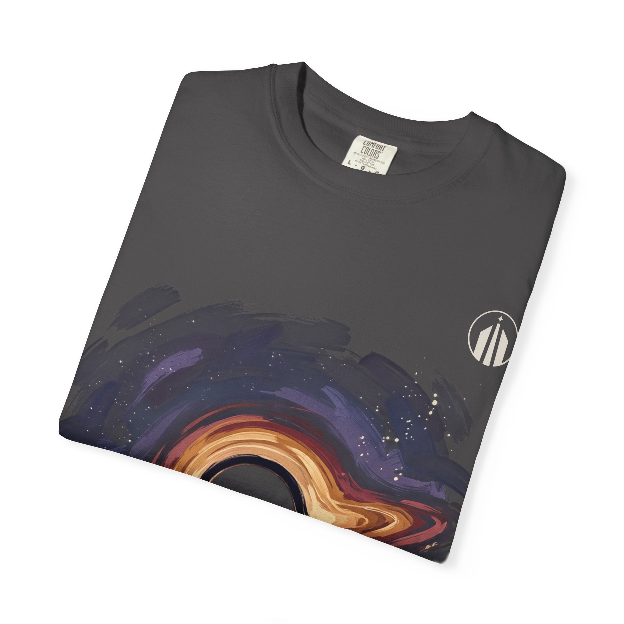 Nebula Hand-Painted Tee — Cosmic Black Hole Graphic T-Shirt