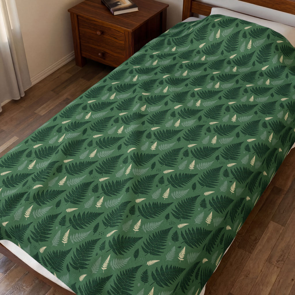 Forest Fern Pattern Velveteen Plush Blanket