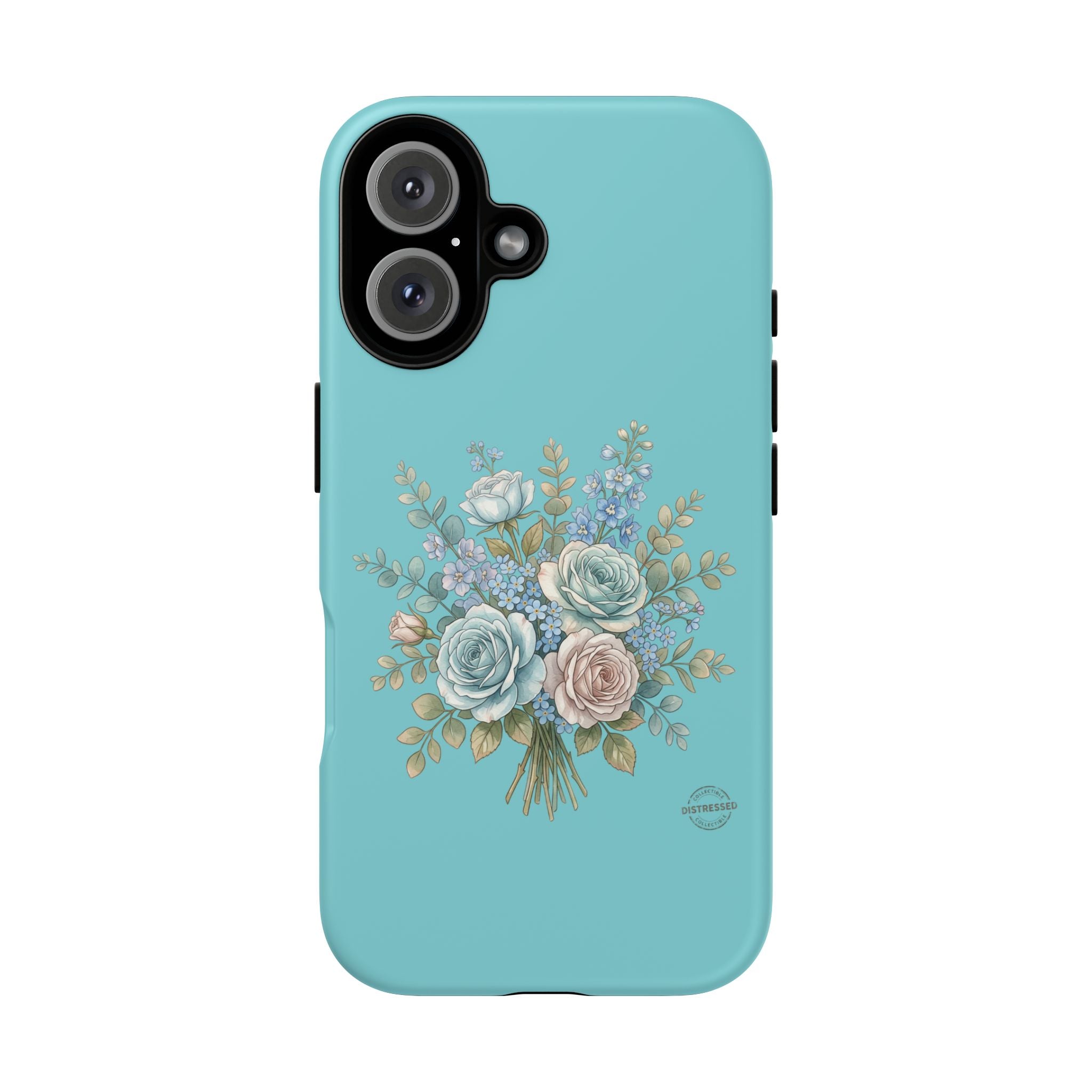 Teal Cottagecore Rose Phone Case — Slim Dual-Layer Protection