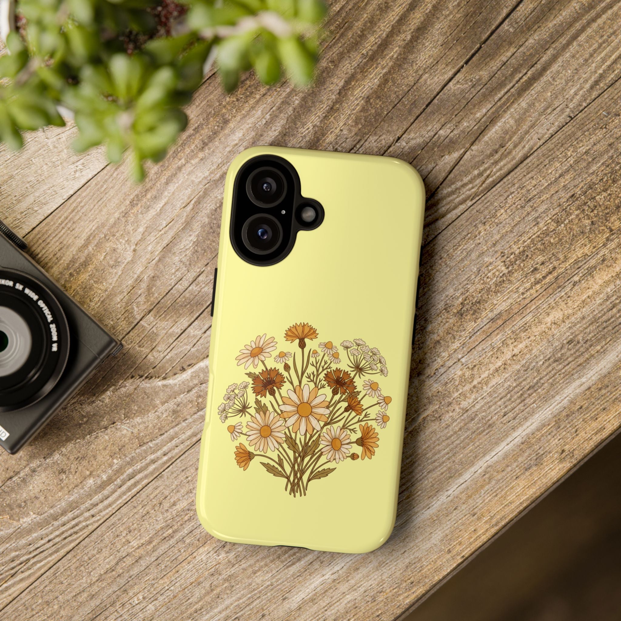 Vintage Wildflower Protective Phone Case — Slim Dual-Layer Shockproof Cover