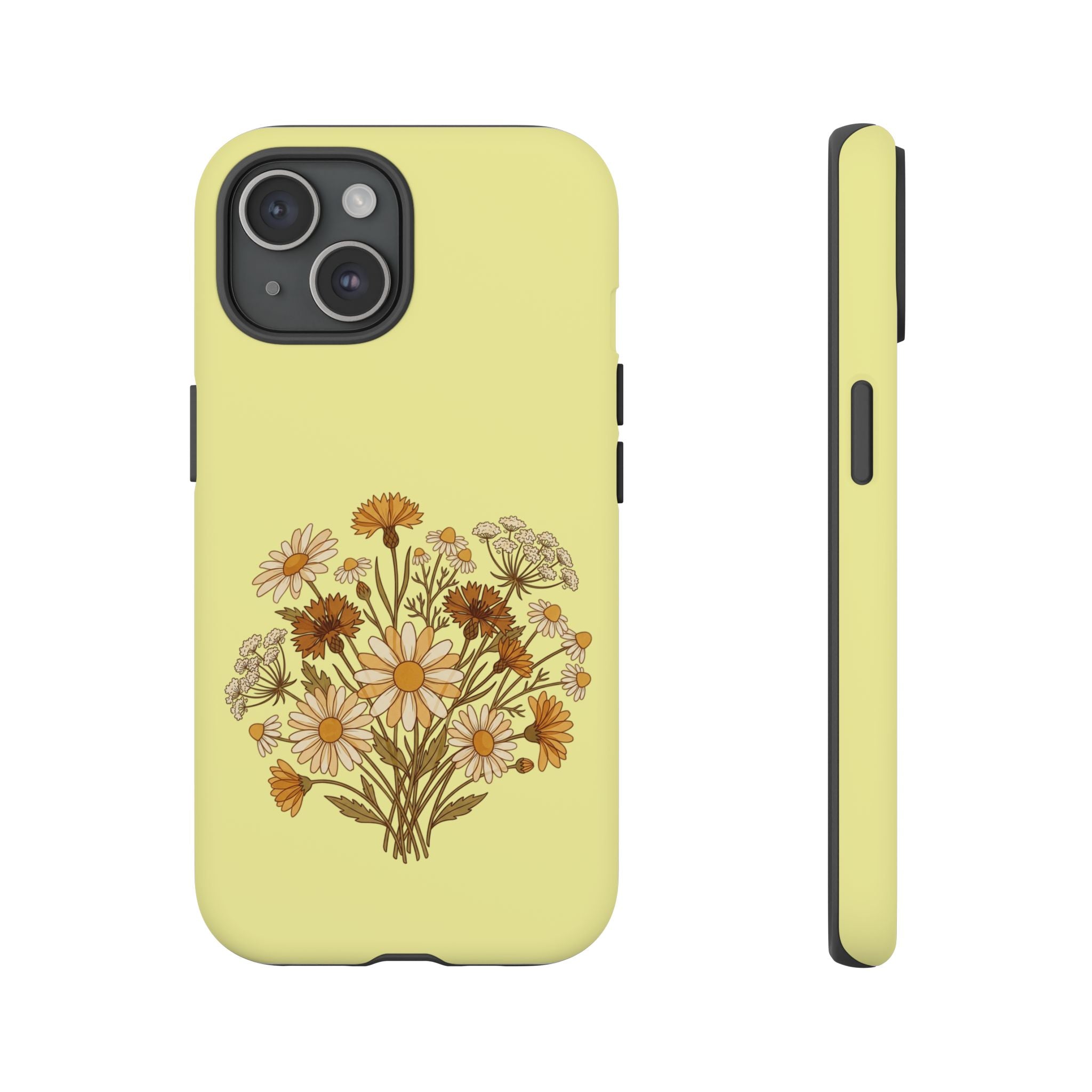 Vintage Wildflower Protective Phone Case — Slim Dual-Layer Shockproof Cover