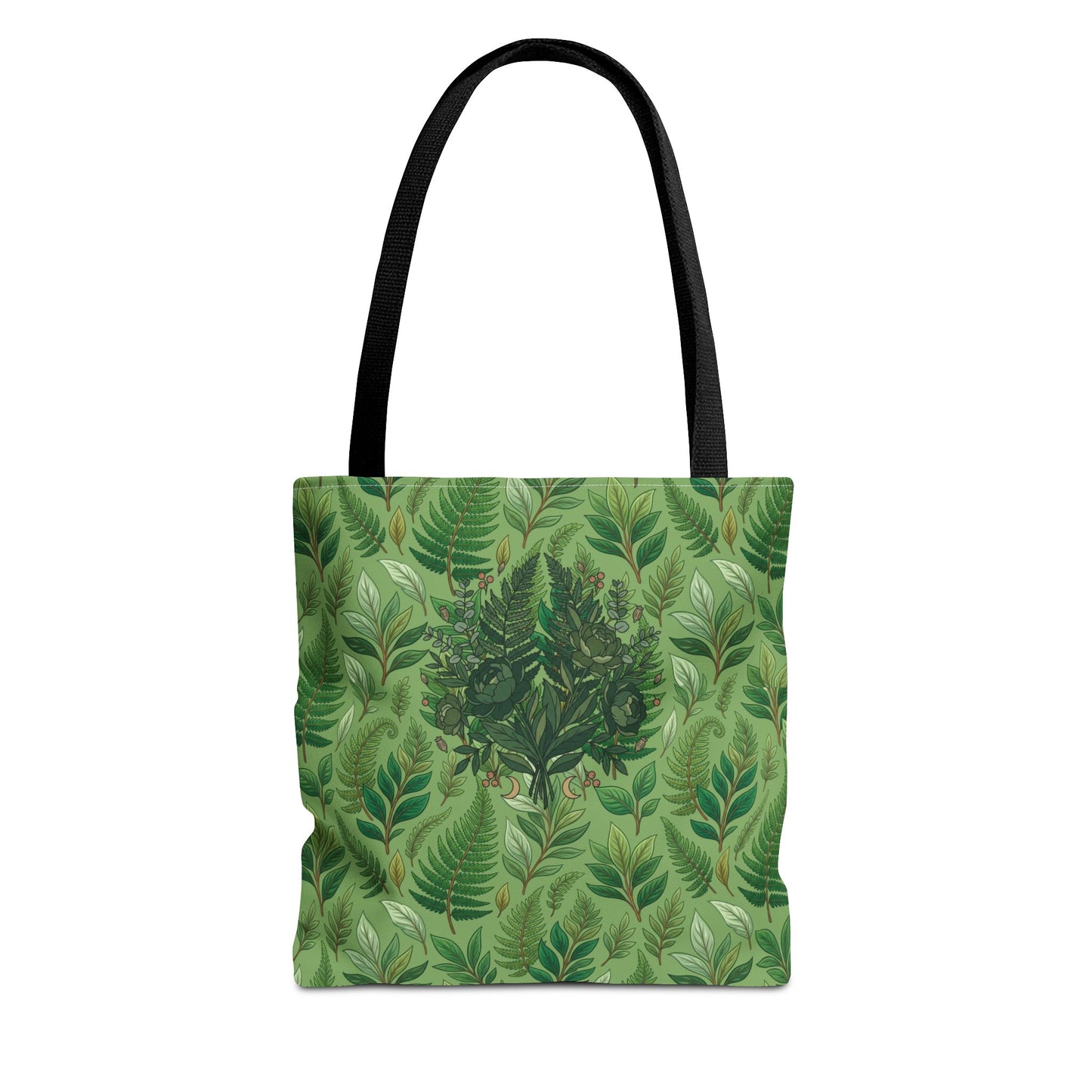 Leaf Pattern Tote Bag – Green Botanical All-Over Print Tote