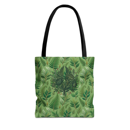 Leaf Pattern Tote Bag – Green Botanical All-Over Print Tote